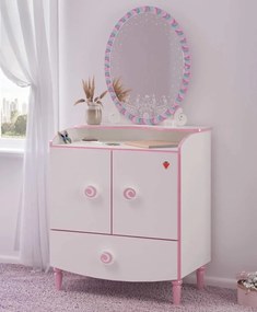 Kombinovaná komoda so zrkadlom Susy - biela/ružová