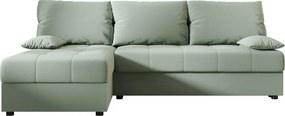 Rozkladacia obojstranná sedacia súprava do L VENORIA SLIM 200x143 cm, svetlozelená + 2 vankúšiky ZDARMA