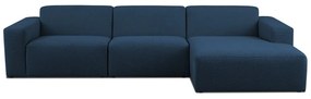 Tmavomodrá rohová pohovka z textílie buklé (pravý roh) Roxy – Scandic