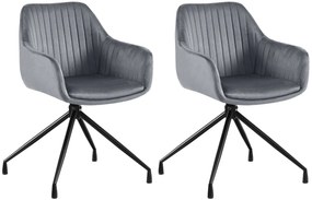 Set 2 jedálenských stoličiek Welby zamat - tmavošedá