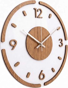 SENTOP | Moderné okrúhle nástenné hodiny – dubová a plexisklo | SENTOP IA-225-S-DUB-CIERNE-20 analógové