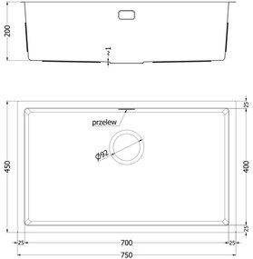 Mexen Trixo, 1-komorový nerezový drez 750 x 440 mm, brúsená zlatá, vzor voština, 6415751000-55HC