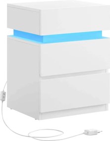 Nočný stolík s LED osvetlením, biely ANT-E1163 WT