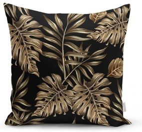 Obliečka na vankúš Minimalist Cushion Covers Golden Leafes With Black BG, 45 x 45 cm