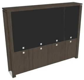Vysoká skriňa Verno+ 260 x 46 x 210 cm, kombinované dvere, dub antracit / čierna