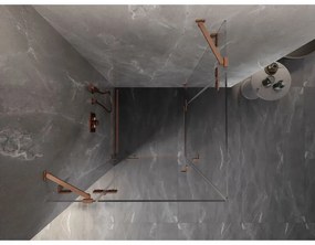Mexen Lunar Duo, výklopný sprchový kút 90 x 90 cm, 8mm číre sklo, profil medená matná, 834-090L-090P-65-00