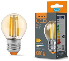 LED žiarovka filament AMBER - E27 - 6W - G45 - teplá biela