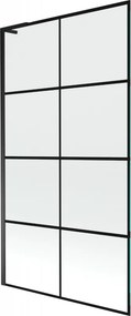 Mexen Next L, 1-krídlová vaňová zástena 100 x 150 cm, 6mm číre sklo-čierny vzor, čierny profil, 895-100-000-03-77-70