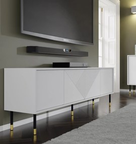 TV stolík/skrinka 4D 180 Wenty (biela + zlatá + čierna). Akcia -20%. Vlastná spoľahlivá doprava až k Vám domov. 1125163