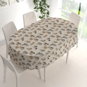 Biante Dekoračný oválny obrus PML-096 Šteniatka na hnedobéžovom 120x140 cm