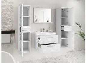 Kúpelňový nábytok Tomeq III, Farby: biela / biela fala, Sifón: bez sifónu, Umývadlová batéria: nie