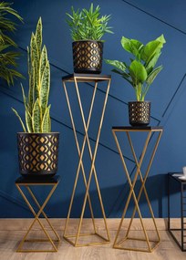 PLASTOVÝ KVETINÁČ ETNIC SADA 2KS 14,8X13,9 CM+20,1X19,5 CM ZLATÁ