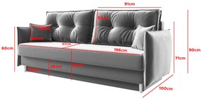 Rozkladacia pohovka TYP 116, 216x90x100, kronos 27