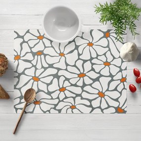 Biante Bavlnené prestieranie na stôl Sandra SA-491 Biele designové kvety na sivom 35x45 cm