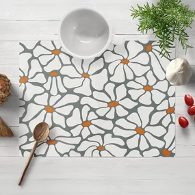 Biante Bavlnené prestieranie na stôl Sandra SA-491 Biele designové kvety na sivom 35x45 cm