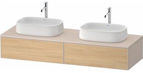 DURAVIT Zencha závesná skrinka pod dve umývadlá na dosku, 2 zásuvky, 1600 x 550 x 281 mm, dub prírodný/taupe super matná, ZE4815B30830000