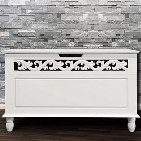 Casaria Drevená truhlica JERSEY, 80x40x48cm, biela