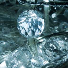 DECOLED LED světelný řetěz na baterie, krystalky, ledově bílá, 10 diod, 1,3 m