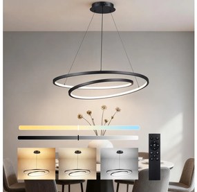 Brilagi-LED Stmievateľný závesný luster TWISTER LED/105W/230V pr.100 cm čierny + diaľkové ovládanie