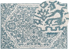 Vlnený koberec 140 x 200 cm biela/modrá AHMETLI Beliani
