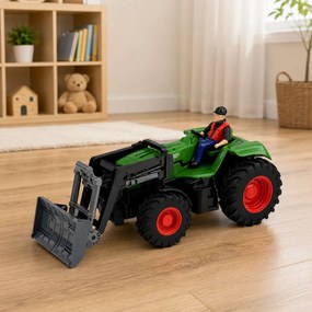 LEAN Toys Poľnohospodársky traktor s buldozérom a poľnohospodárom, diaľkovo ovládaný RC v mierke 1:24