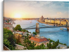 Obraz mesta Budapešť s riekou (70x50 cm)
