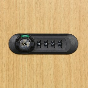 Šatníková skrinka S1 s lavičkou, 2 oddiely, 1875 x 600 x 500/800 mm, demont, mechanický kódový zámok, laminované dvere, orech