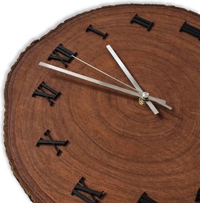 Drevené nástenné hodiny z plátu dreva s kôrou | KORRO: Amber - 3072 26-29 cm 4813-115575 KOR006-29-Amber