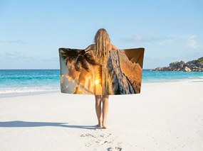 Rýchloschnúca plážová osuška SUNSETA farebná 70 x 140 cm, 100% mikrovlákno