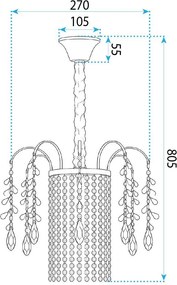 Toolight Toolight, krištáľová závesná lampa Ø30 cm, 3×E14, SWE089-CP, chrómová, OSW-30216