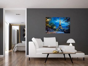 Obraz - Olejomaľba Eiffelovej veže (90x60 cm)