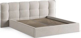 Béžová čalúnená dvojlôžková posteľ s úložným priestorom s roštom 200x200 cm Eric – Micadoni