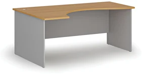 Ergonomický kancelársky pracovný stôl PRIMO GRAY, 1800 x 1200 mm, ľavý, sivá/buk