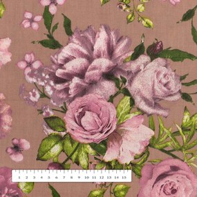 Biante Bavlnený oválny obrus Sandra SA-554 Ruže a hortenzie na hnedom 120x200 cm