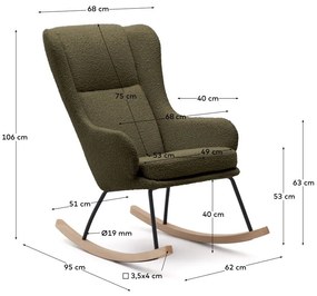 Zelené hojdacie kreslo z textílie bouclé Maustin – Kave Home