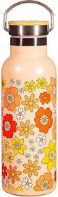 Oranžová antikoro detská fľaša 500 ml 70s Floral - Sass &amp; Belle