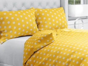 Biante Bavlnené posteľné obliečky Sandra SA-598 Biele bodky na žltom Predĺžené 140x220 a 70x90 cm