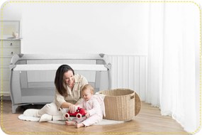 Ricokids Cestovná postieľka + matrac + taška 125x65x78cm RK-242 sivá