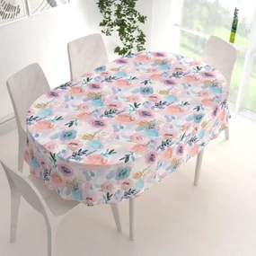 Biante Zamatový oválny obrus Tamara TMR-030 Ružovo-modré akvarelové kvety 100x140 cm