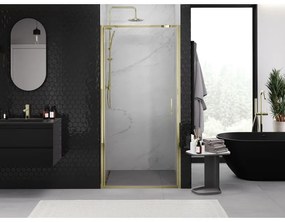 Mexen Exo, výklopné sprchové dvere 75 cm, číre sklo, zlatá, 817-075-000-50-00