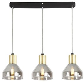 Candellux Čierno-zlatý závesný luster Gregory pre žiarovku 3x E14 33-79008
