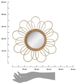 Prútené zrkadlo Kvet 38 cm hnedé