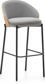 Sivá/v prírodnej farbe barová stolička (výška sedadla 77 cm) Eamy – Kave Home