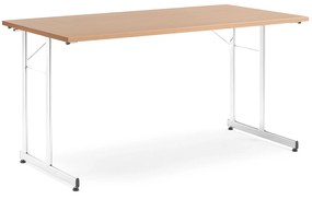 Rokovací stôl Claire, 1400x700 mm, bukový laminát/chróm