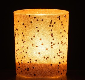 Zlatý sklenený vianočný svietnik baubles stars - Ø 9 * 10 cm