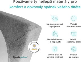 Froté plachta do detskej postieľky svetlosivá 60x120 cm