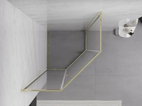 Mexen Exo, päťuholníkový výklopný sprchový kút 80 x 80 cm, číre sklo, zlatá, 812-080-080-50-00
