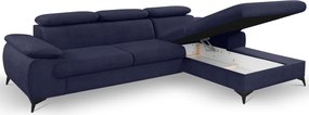 Rohová sedacia súprava Scala, tmavo modrá látka, pravý roh