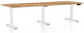 Výškovo nastaviteľný stôl OfficeTech Long, 240 x 80 cm, biela podnož, dub zlatý