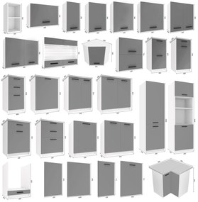 Kuchynská skrinka Belini spodná so zásuvkami 40 cm šedý mat s pracovnou doskou  TOR SDSZ1-40/1/WT/SR/0/B1
